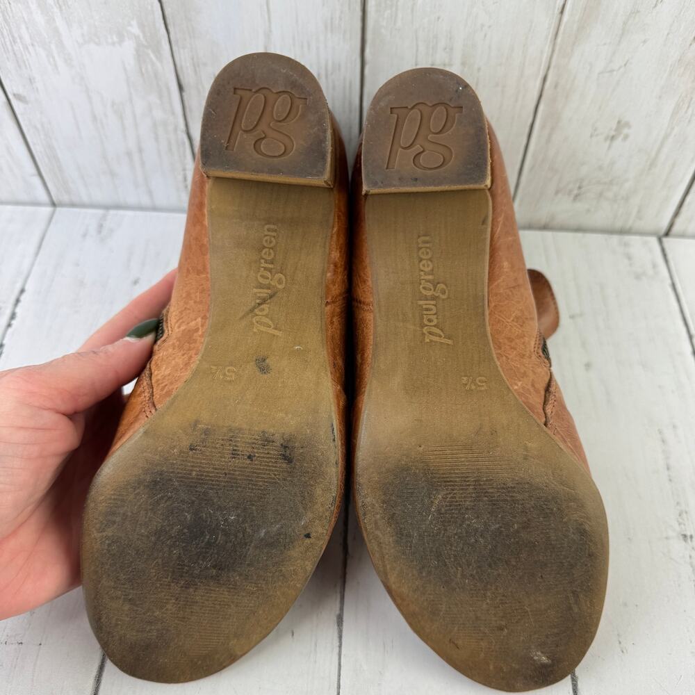 Paul Green Brown Bellini Peep Toe Bootie Distressed Leather Ankle Boot Size 8 - Picture 14 of 15